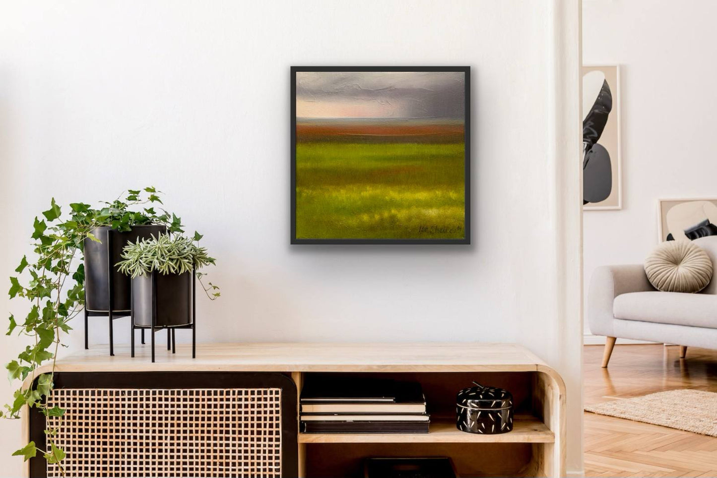 Evening Meadow ; Framed Canvas print 30x30 cm / 12x12″