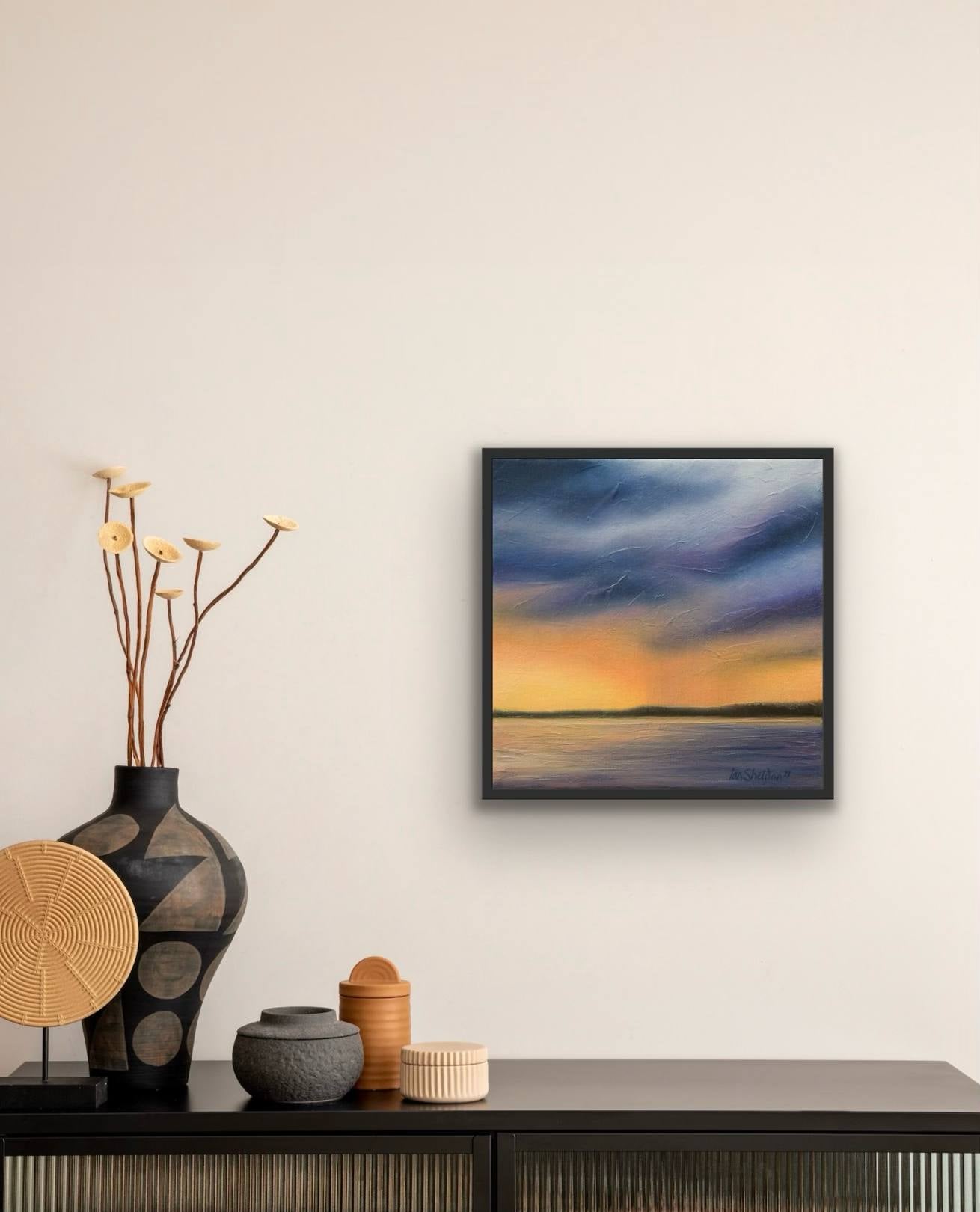 Lake Sunset Sky ; Framed Canvas Print 30x30 cm / 12x12″